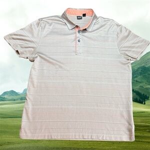 Hugo Boss Cream Orange Striped Polo sz L